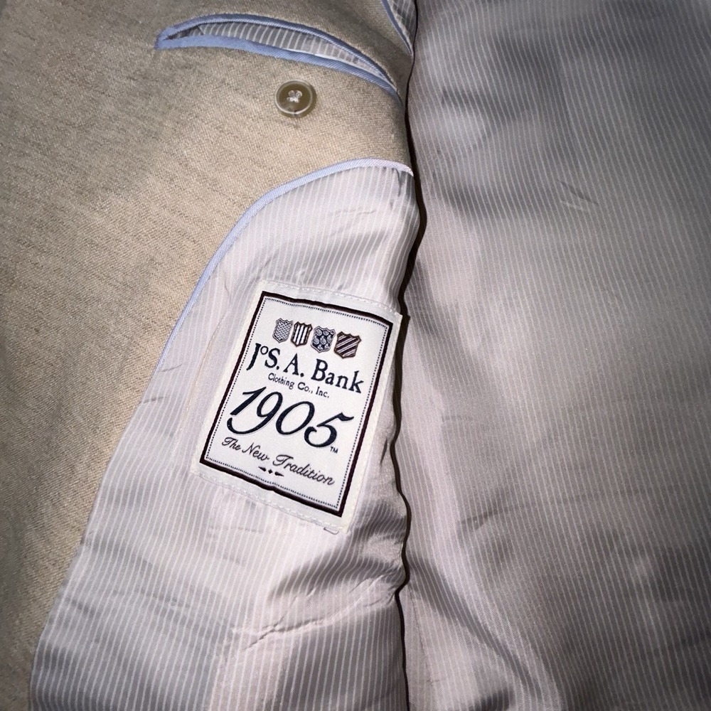 Jos A Bank 1905 Sport Coat 52L Beige Linen Wool Blend Blazer Two Button Jacket - Picture 5 of 14
